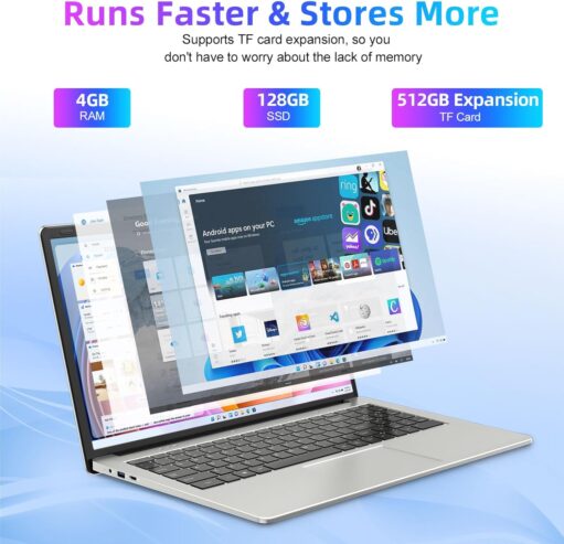 SGIN Laptop Computer 15.6 inch, Laptops with 4GB DDR4 128GB SSD