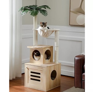 Give your feline friend a place to play and relax with our Deluxe Wooden Cat Tree Tower