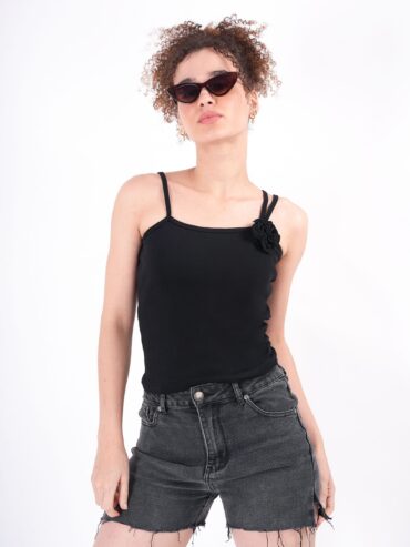 Solid Black Spaghetti Top – Stylish & Comfortable for Every Occasion!