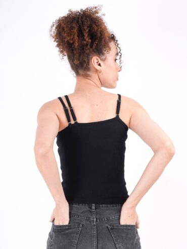 Solid Black Spaghetti Top – Stylish & Comfortable for Every Occasion!