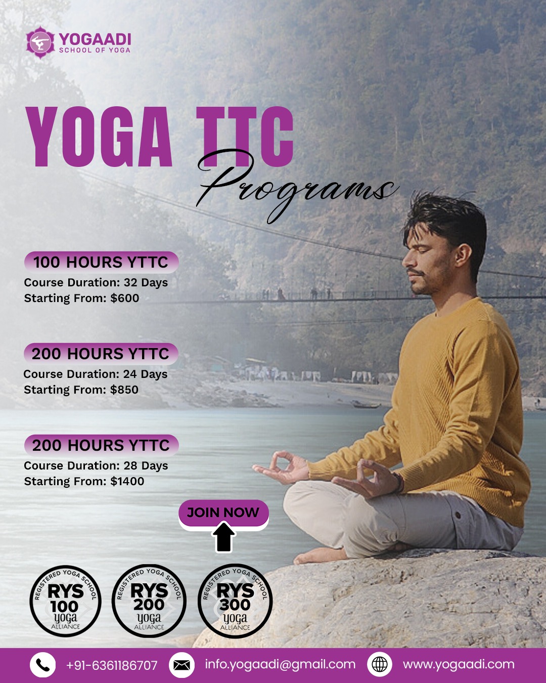 200 Hours Yoga Teacher Training in Rishikesh By Yogaadi