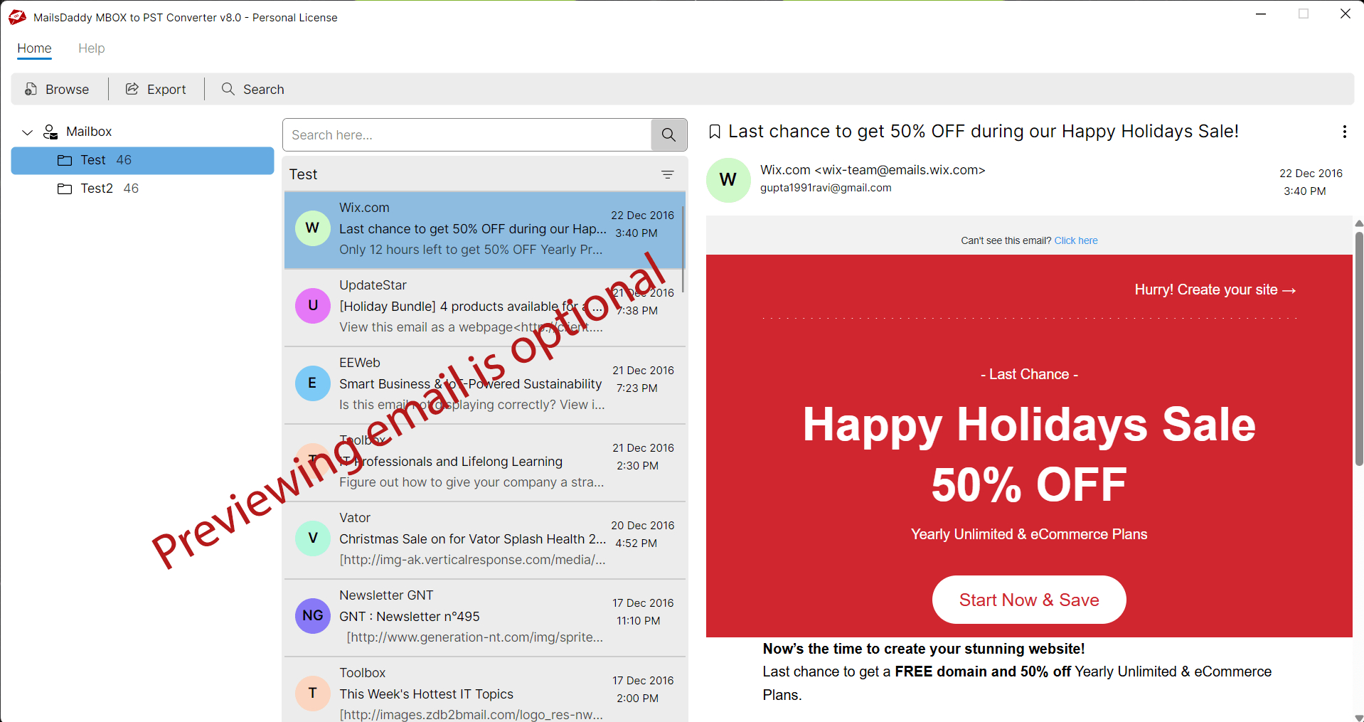 MailsDaddy MBOX to PST Converter