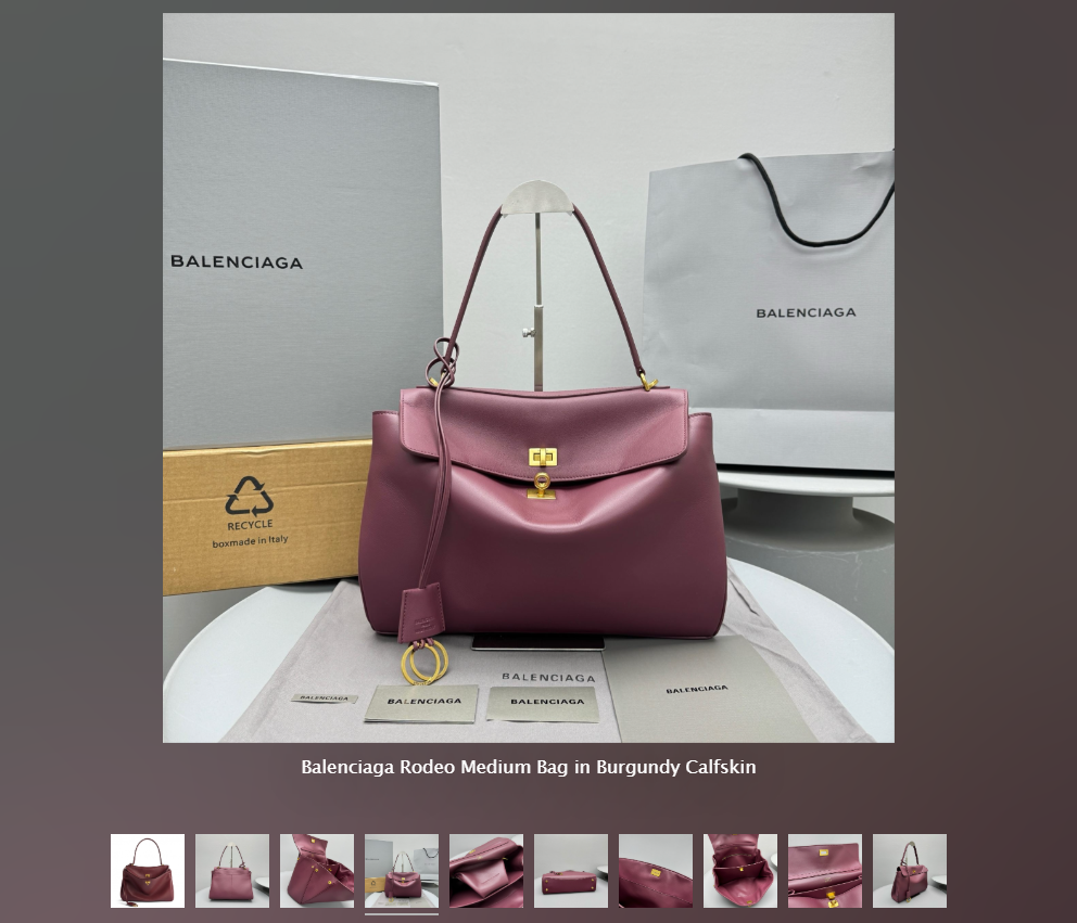 Replica Balenciaga Rodeo Medium Bag in Burgundy Calfskin