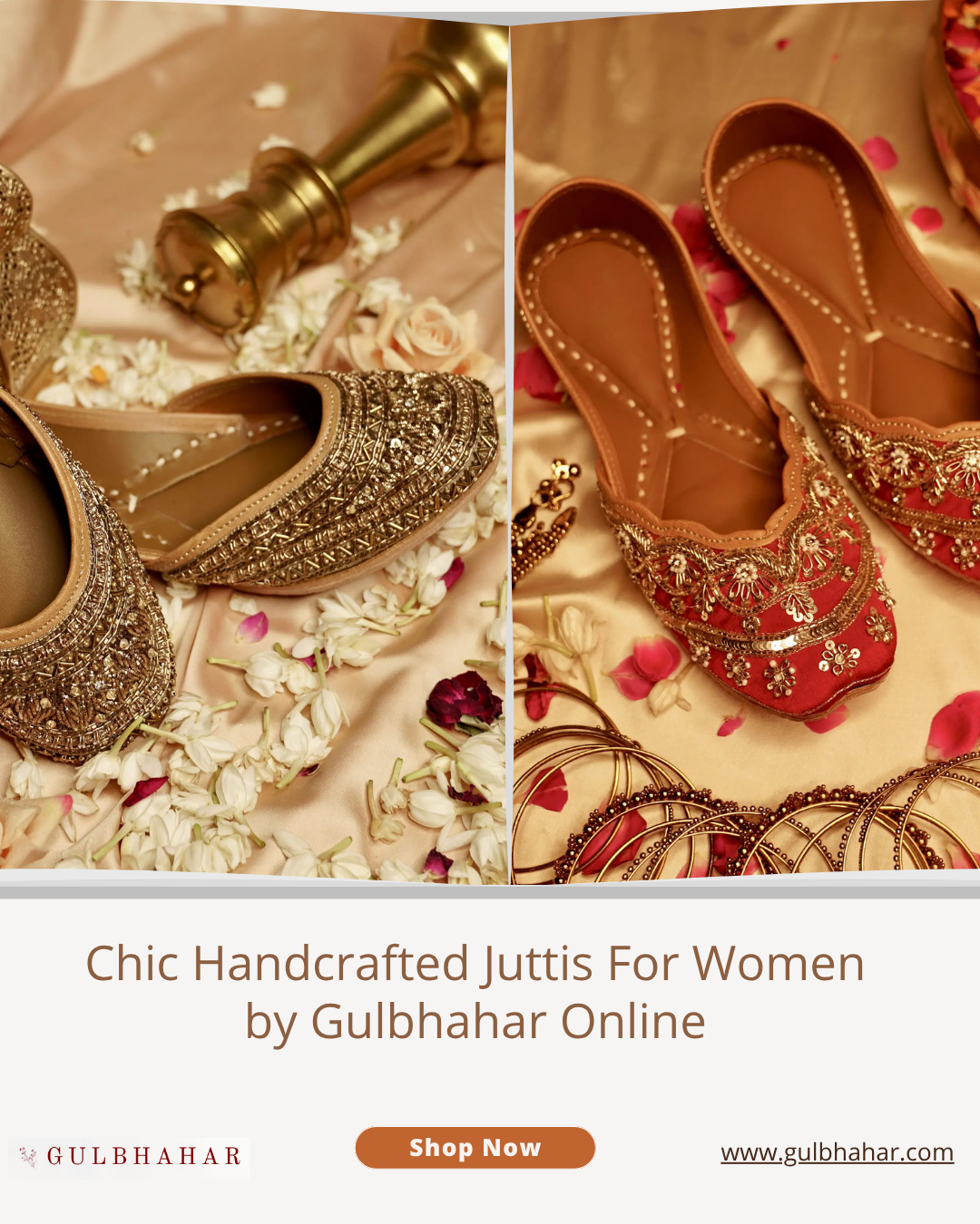 Chic Handcrafted Juttis For Women by Gulbhahar Online