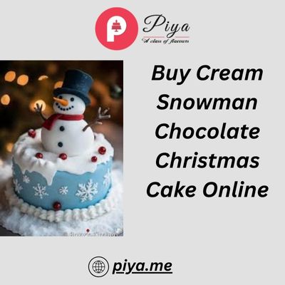 Buy Cream Snowman Chocolate Christmas Cake Online