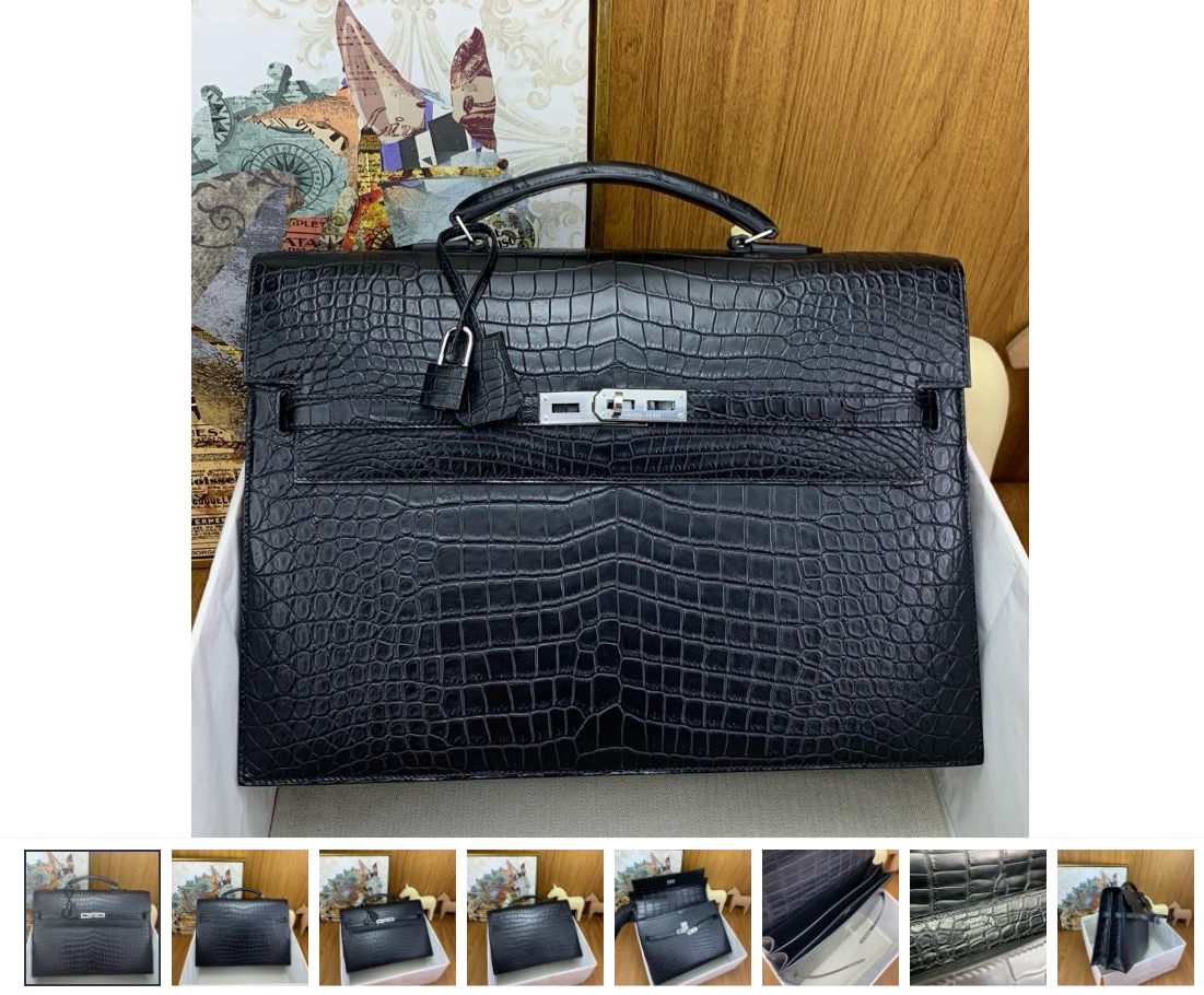 Hermes Men’s Bags – Kelly Depeche 38 Briefcase in Black Crocodile Porosus Skin