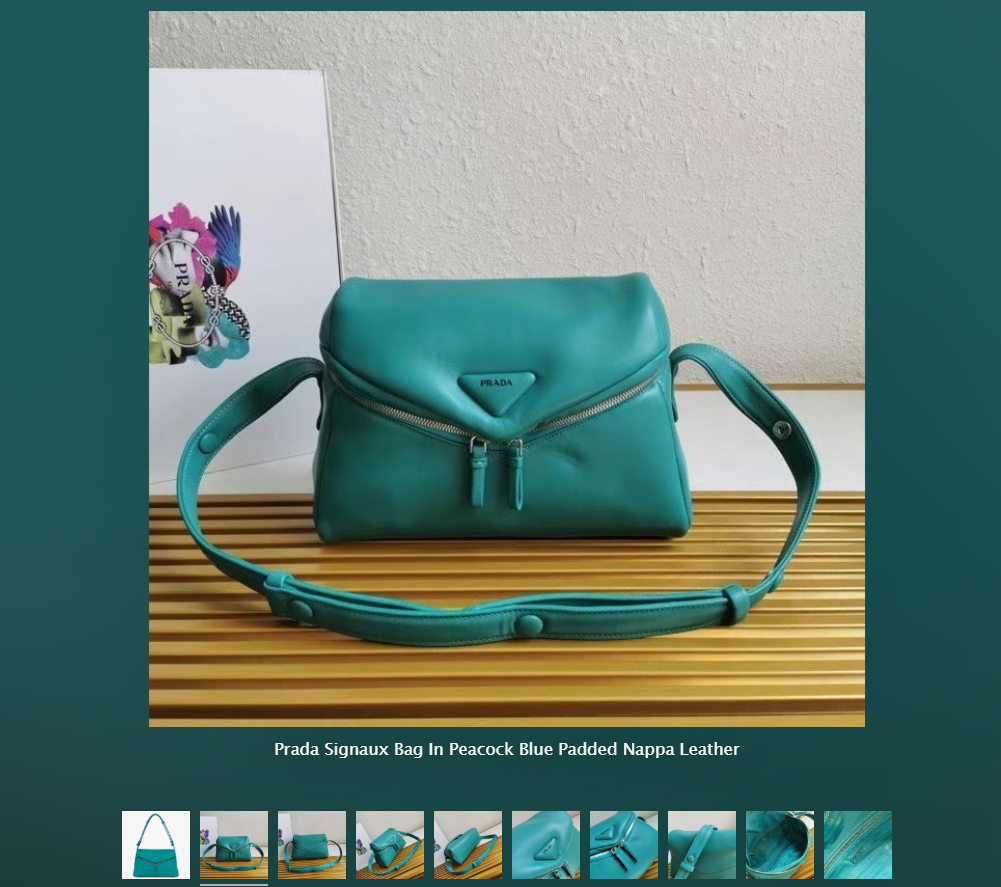 Replica Prada Bags – Prada Signaux Bag in Peacock Blue Padded Nappa Leather