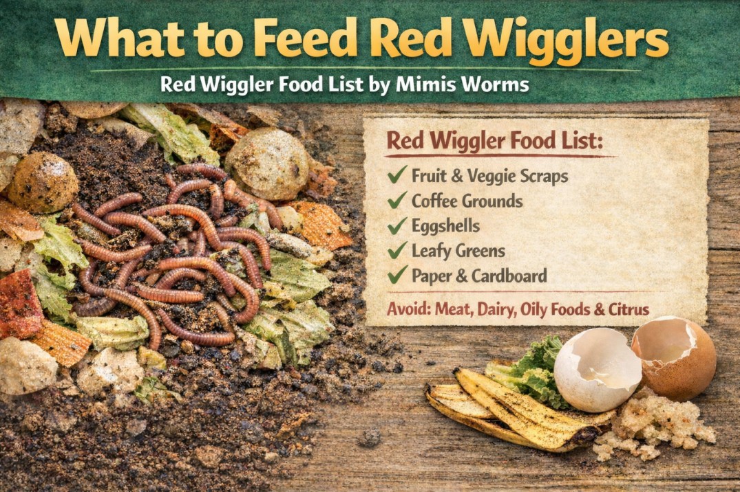 What to Feed Red Wigglers – Complete Red Wiggler Food List by Mimis Worms