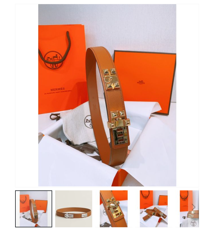 Replica Hermes Collier de Chien 32 Belt in Gold Epsom Calfskin