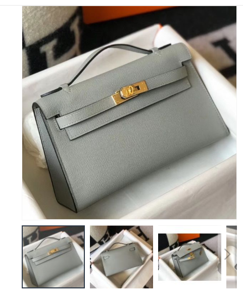 Hermes Kelly Pochette Bag In Blue Glacier Epsom Leather