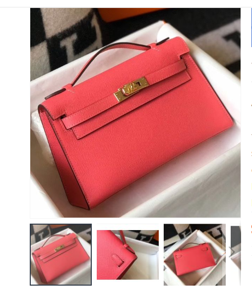 Hermes Kelly Pochette Bag In Rose Lipstick Epsom Leather