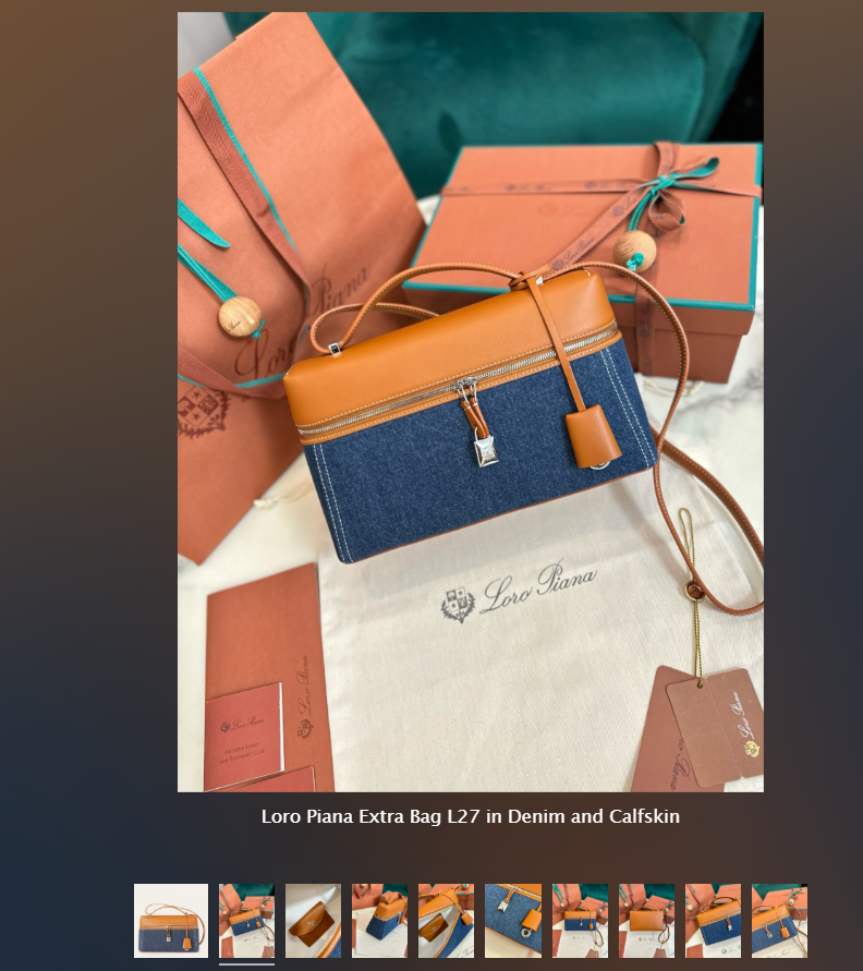 Replica Loro Piana Extra Bag L27 in Denim and Calfskin