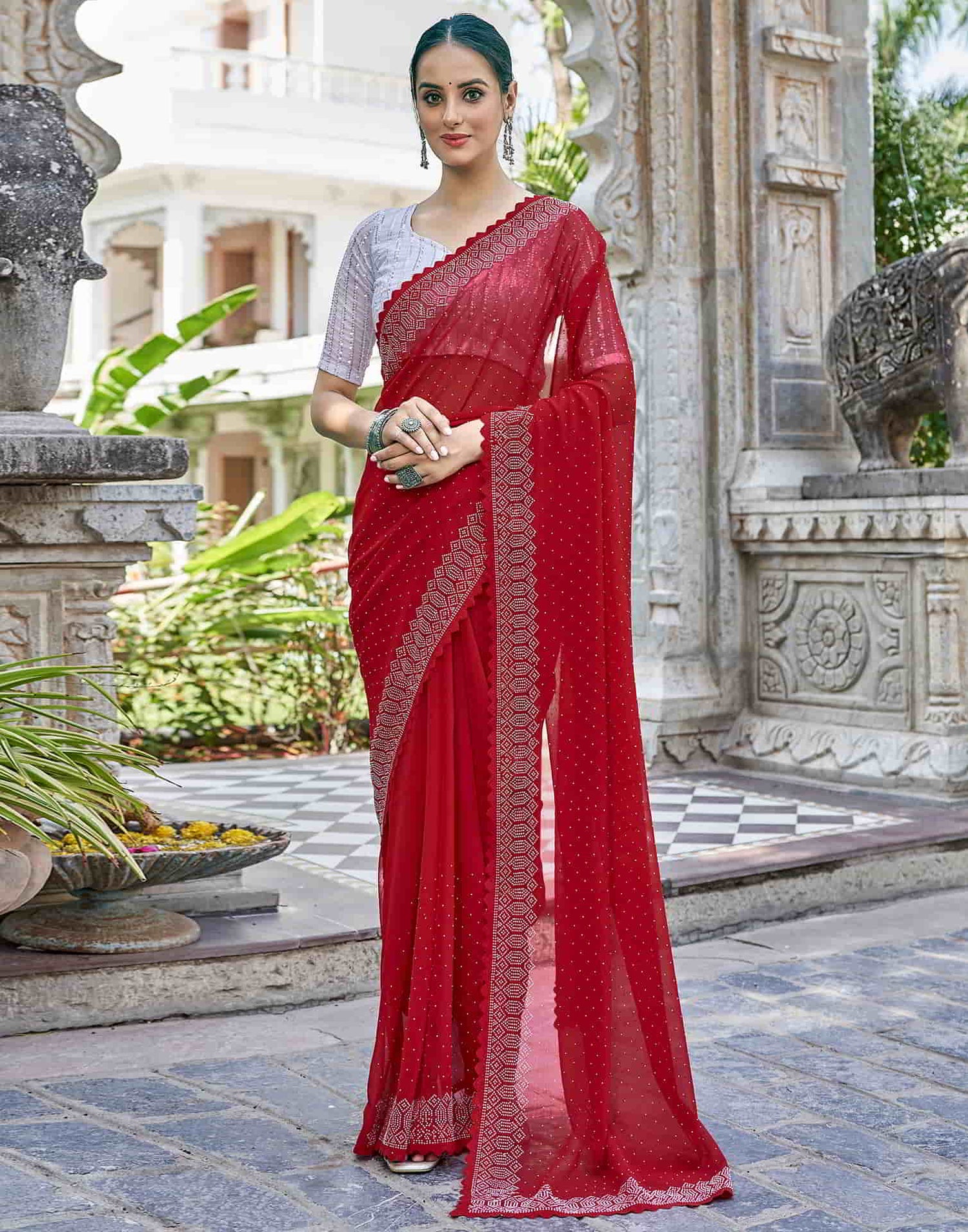 Premium Stone Saree for Wedding and Party Wear
