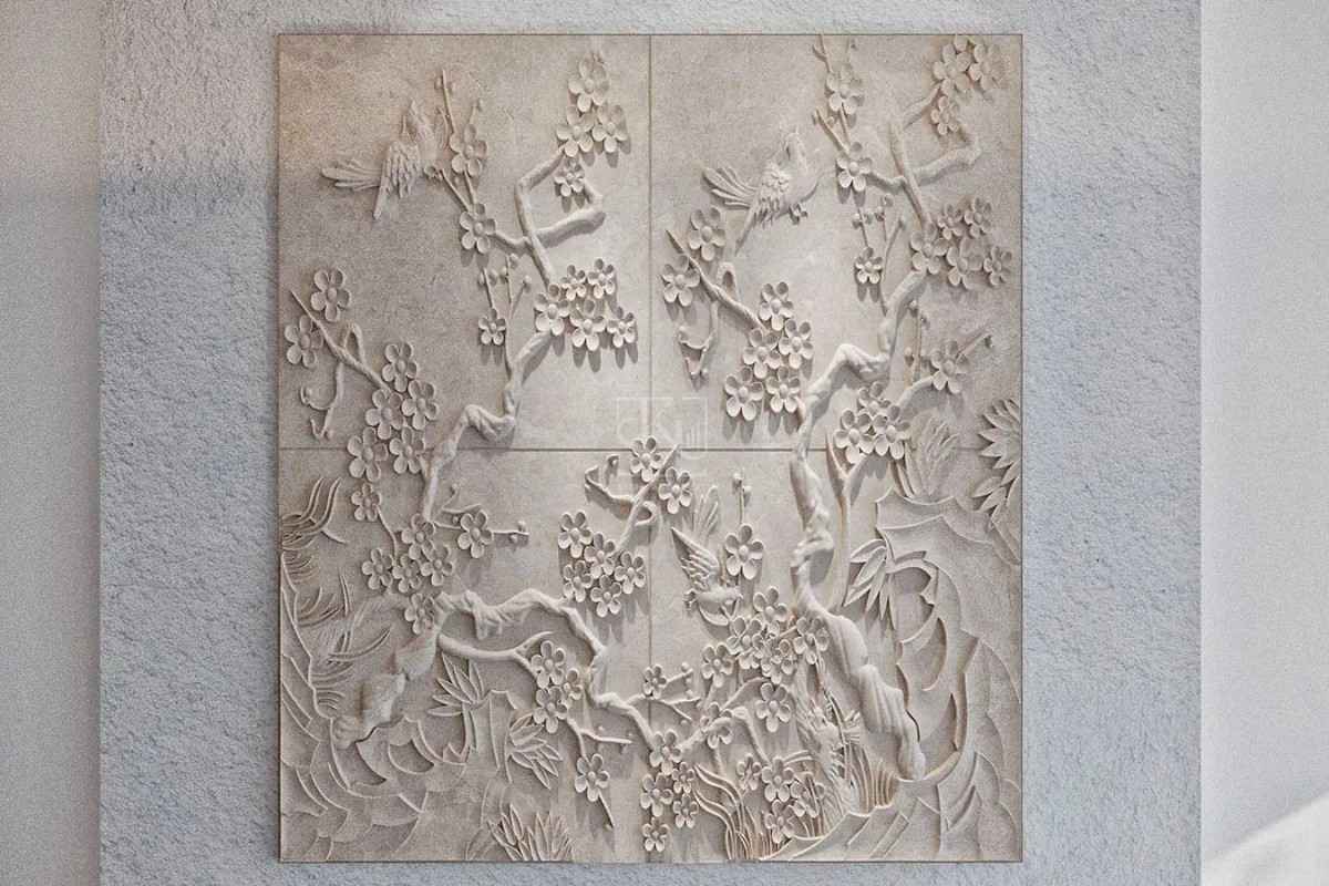 Bird Design Marble & Sandstone Feature Wall – Stone Art By SKL