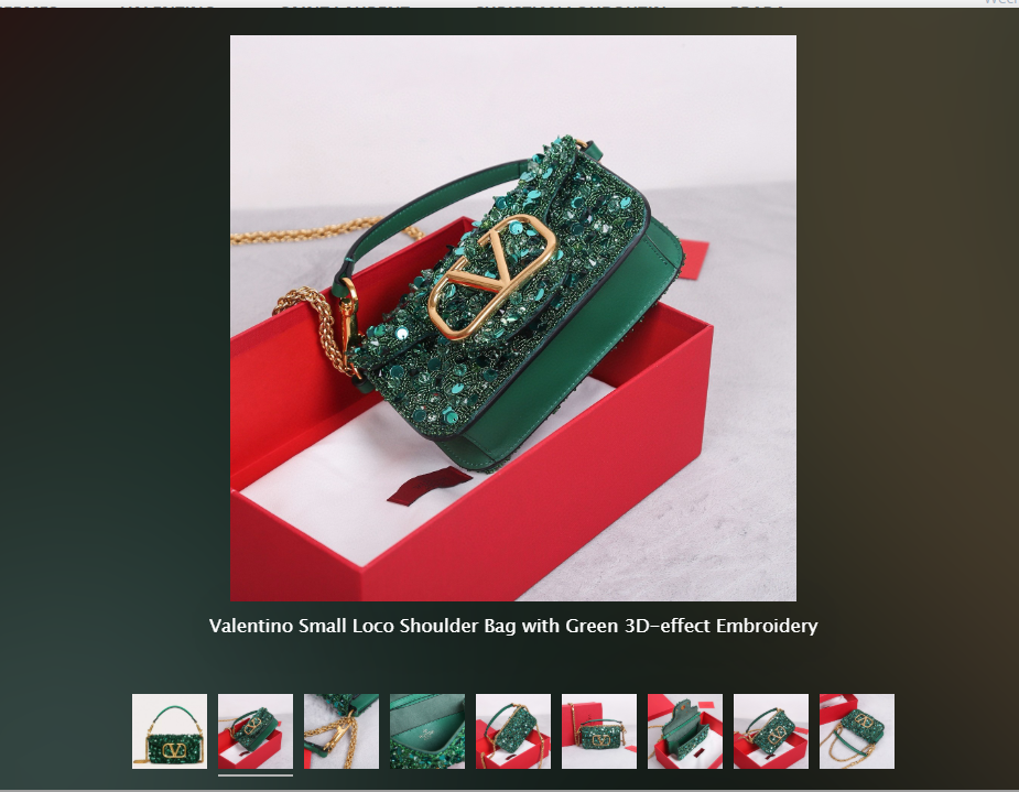 Replica Valentino Handbags – Small Loco Shoulder Bag with Green 3D-Effect Embroidery