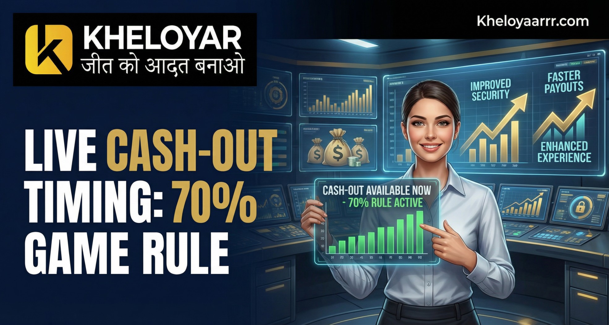 Kheloyar | Live Cash-Out Timing: 70% Game Rule