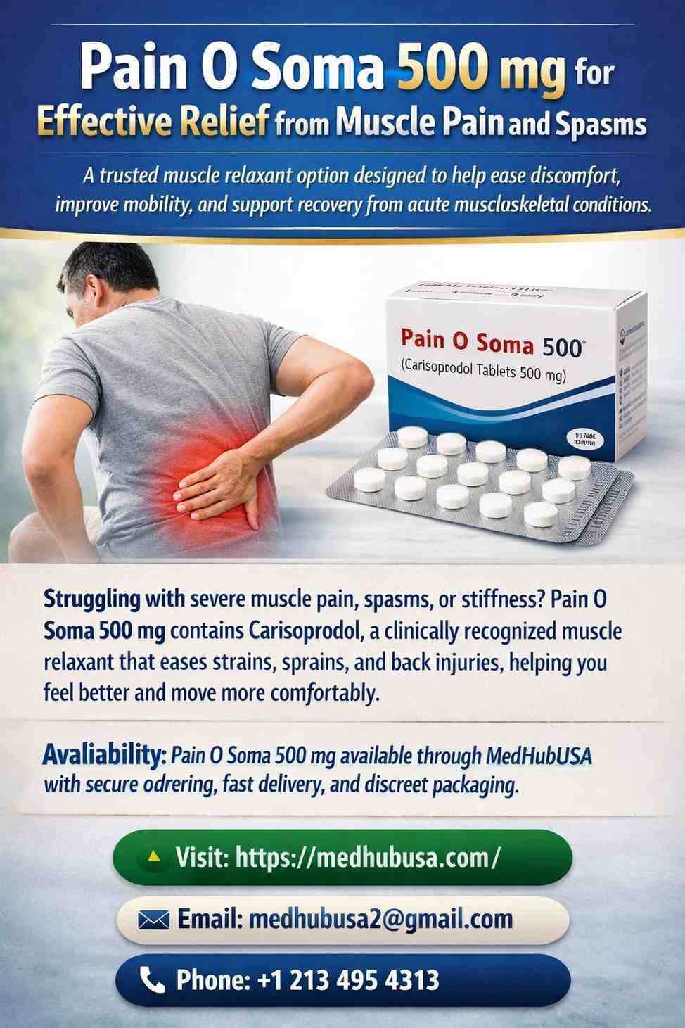 Pain O Soma 350 mg for Muscle Pain Relief and Improved Mobility