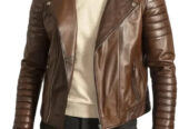 Mens Quilted Brown Motorcycle Leather Jacket | Classic Rider Style by Stegaro
