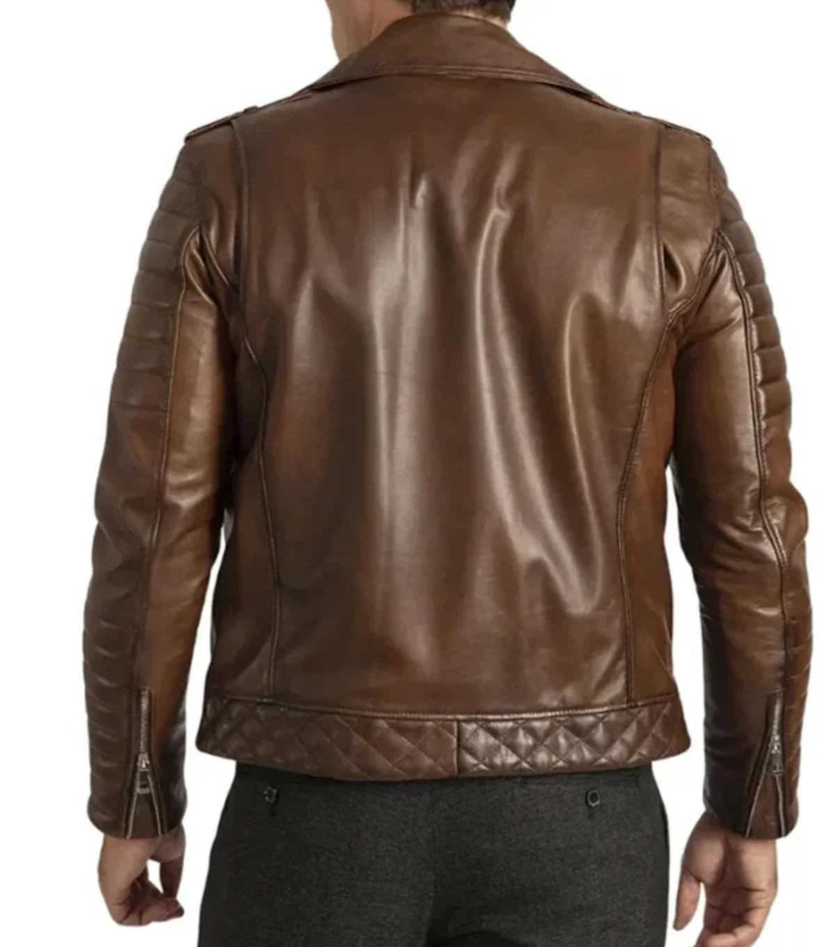 Mens Quilted Brown Motorcycle Leather Jacket | Classic Rider Style by Stegaro
