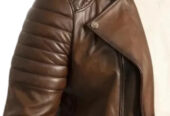 Mens Quilted Brown Motorcycle Leather Jacket | Classic Rider Style by Stegaro