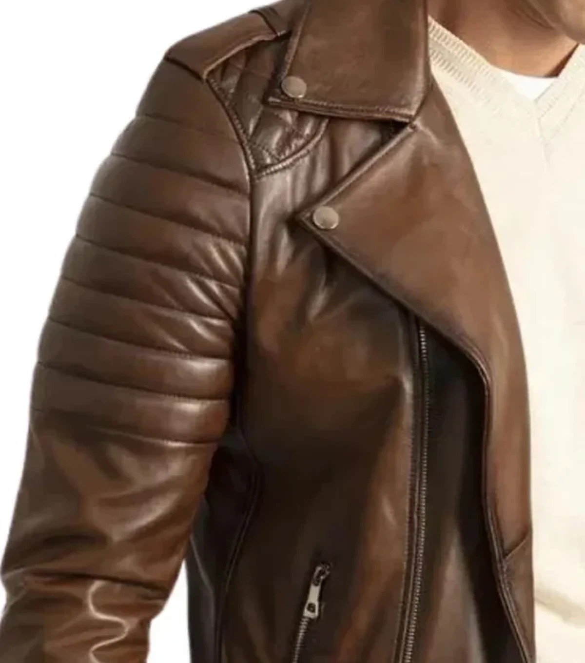 Mens Quilted Brown Motorcycle Leather Jacket | Classic Rider Style by Stegaro