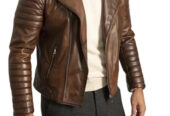 Mens Quilted Brown Motorcycle Leather Jacket | Classic Rider Style by Stegaro