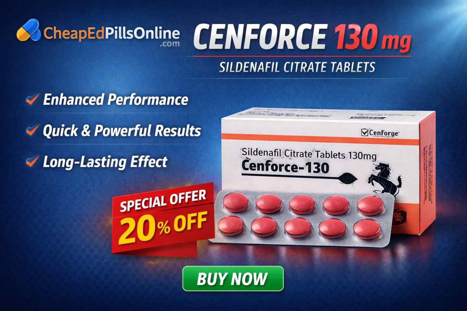 Cenforce 130 mg – Reliable ED Support (Sildenafil) – Order Online with Discreet Delivery